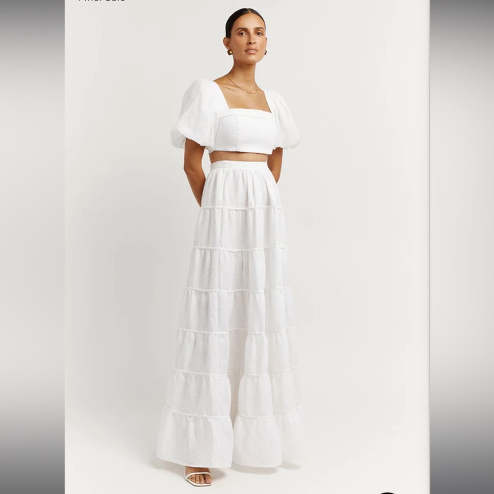 Linen White Top & Long Skirt